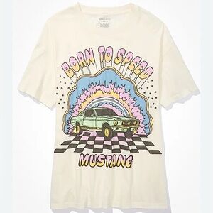 American Eagle Outfitters AE Born to Speed Retro Mustang Tee Oversized Size XS